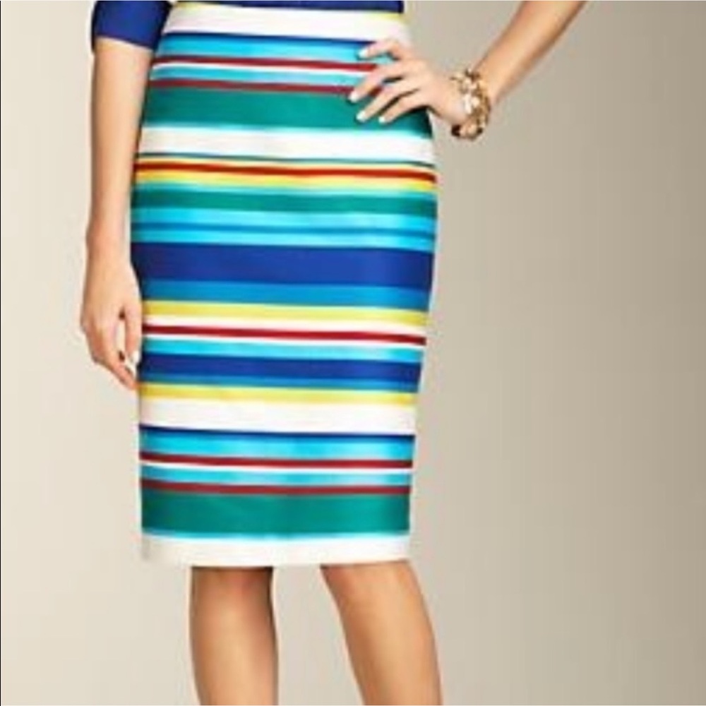 Talbots Petites Colorful Rainbow Striped Pencil Skirt 6P